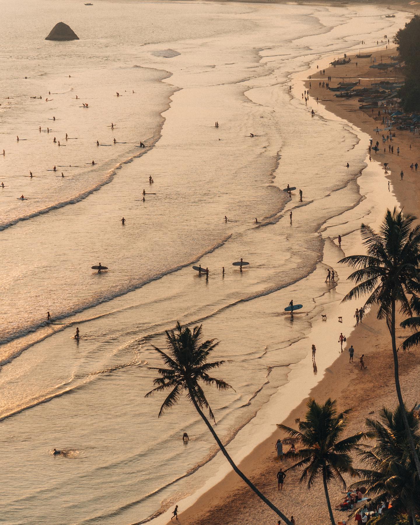 Beach break waves at Weligama Bay
